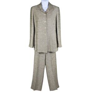 Rena Rowan Womens 4 Linen Blend Pinstripe 2-Piece Pant Suit Set Career Wear